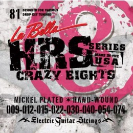 La Bella HRS-81 Струны для 8-стр. электрогитары, калибр 9-74