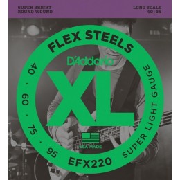 D'Addario EFX220 Струны для 4-х струнной бас гитары, Super Light, 40-95