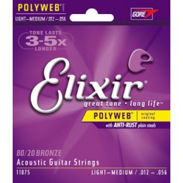 Elixir 11075 Polyweb ANTI-RUST Light Medium Струны для акустической гитары