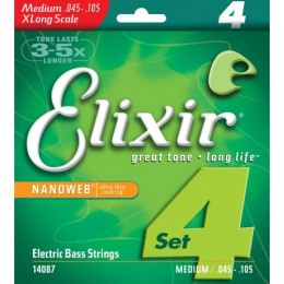 Elixir 14087 Nanoweb Medium Струны для 4-х струнной бас гитары
