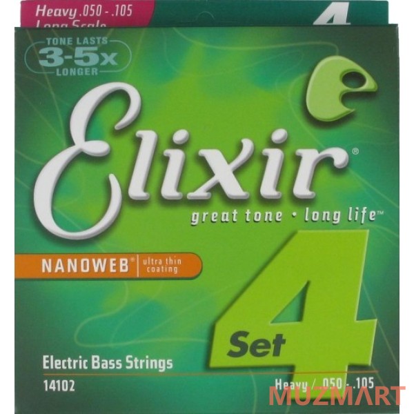 Elixir 14102 Nanoweb Heavy Струны для 4-х струнной бас гитары