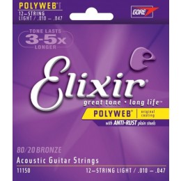 Elixir 11150 Polyweb  Light Струны для 12-ти струнной гитары